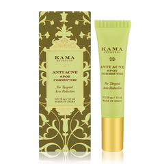 Anti-acne spot corrector tube with lime-green gel and gold base