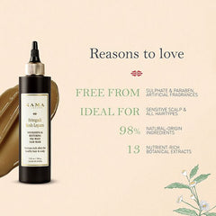 Pre-wash hair mask bottle with dropper, dark brown bottle with gold label