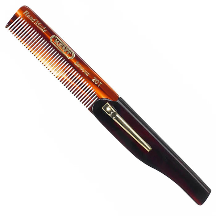 Kent folding comb with fine teeth and burgundy handle
