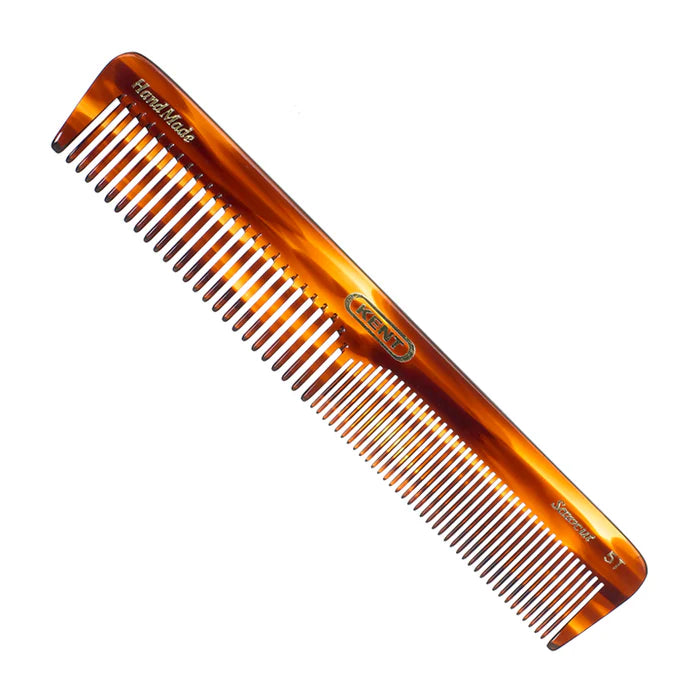 Amber dressing table comb with fine teeth and rounded handle