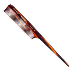 Red hair tail comb with fine teeth and pointed tail handle