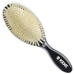 Kent hair brush with off-white pure bristles and black oval handle