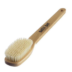 KENT beechwood bath bristle brush with fixed head, white bristles on light wood handle