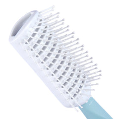 White vented hairbrush head with long pins and teal handle