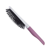 Large fine-quill paddle hairbrush with purple handle and black bristle pins
