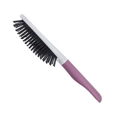 Large fine-quill paddle hairbrush with purple handle and black bristle pins
