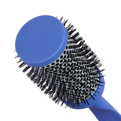 Ceramic round hairbrush, blue circular pad with black pins and blue handle