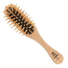 Beechwood wooden quill hairbrush with black bristles and round handle