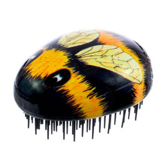 Bee-themed pebbled detangling hair brush with black bristles
