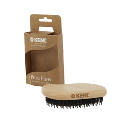 KENT Pure Flow military-style brush beside kraft paper display sleeve