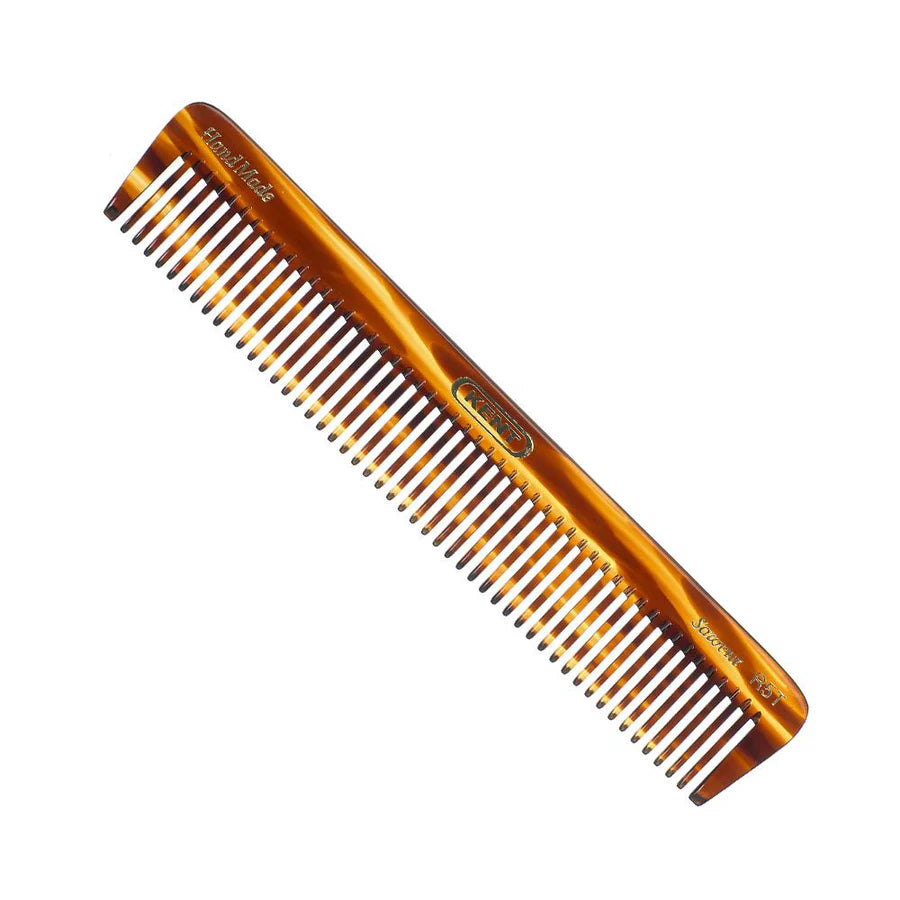 Dressing table comb with fine teeth, amber-brown tortoiseshell look
