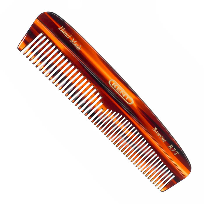 Orange plastic hair comb with Kent R7T branding
