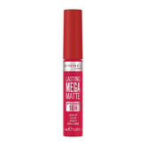 Liquid matte lip color bottle in deep fuchsia red with red cap