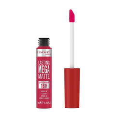 Matte liquid lip color with doe-foot applicator and deep fuchsia red shade