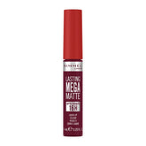Liquid matte lip colour in red-plum tube, Rimmel Lasting Mega Matte, shade 810