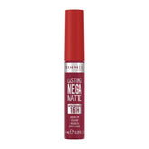 Lasting Mega Matte liquid lip colour bottle, deep ruby red shade