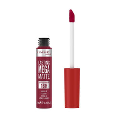Lasting Mega Matte liquid lip colour with doe-foot applicator, ruby red