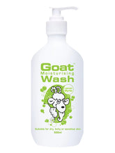 Goat Moisturizing Wash body wash bottle with white pump, lemon graphic label, 500ml