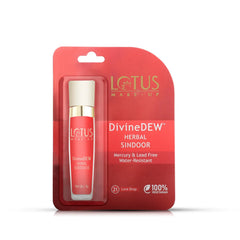 Lotus Divine Dew herbal sindoor kit with bottle, red shade, 8g.