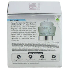 Lotus Herbals WhiteGlow night crème box back with usage instructions panel
