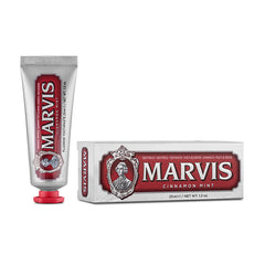 MARVIS cinnamon mint toothpaste, tube and box, 25 ml