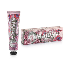 Marvis Kissing Rose toothpaste tube and matching gift box, 75 ml.