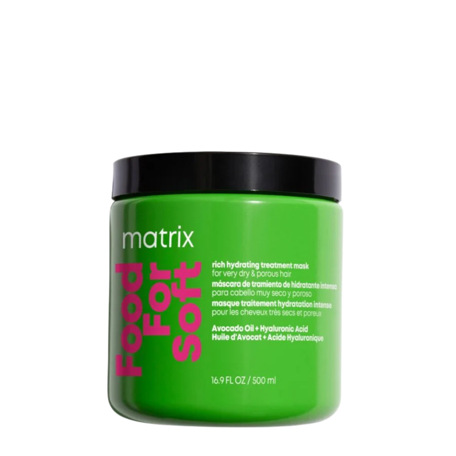 Matrix Food For Soft hydrating treatment mask in green jar with black lid, 500 ml