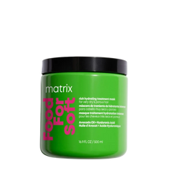 Matrix Food For Soft hydrating treatment mask in green jar with black lid, 500 ml