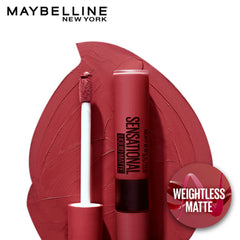 Maybelline liquid matte lipstick with open applicator tip, mauve-rose shade