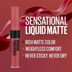 Maybelline Sensational liquid matte lipstick tube, mauve-rose shade