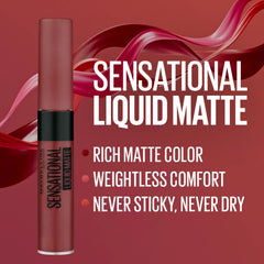 Liquid matte lipstick tube with Sensational Liquid Matte text overlay