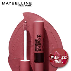 Liquid matte lipstick with weightless matte label and doe-foot applicator
