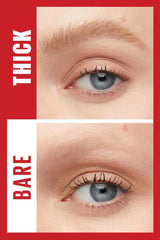 Styled eyebrows on model, before-and-after brow look in Blonde