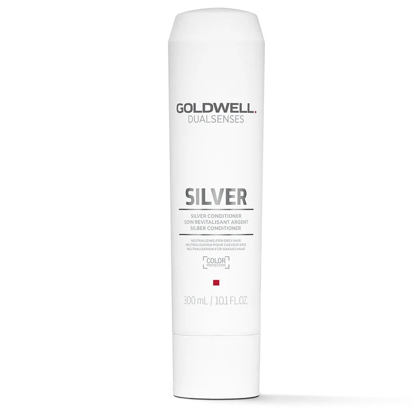 Goldwell Dualsenses Silver hair conditioner bottle, 300 ml, white label