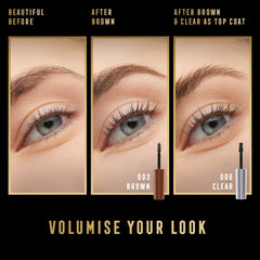 Clear brow gel on eyebrow with black mascara-style brush