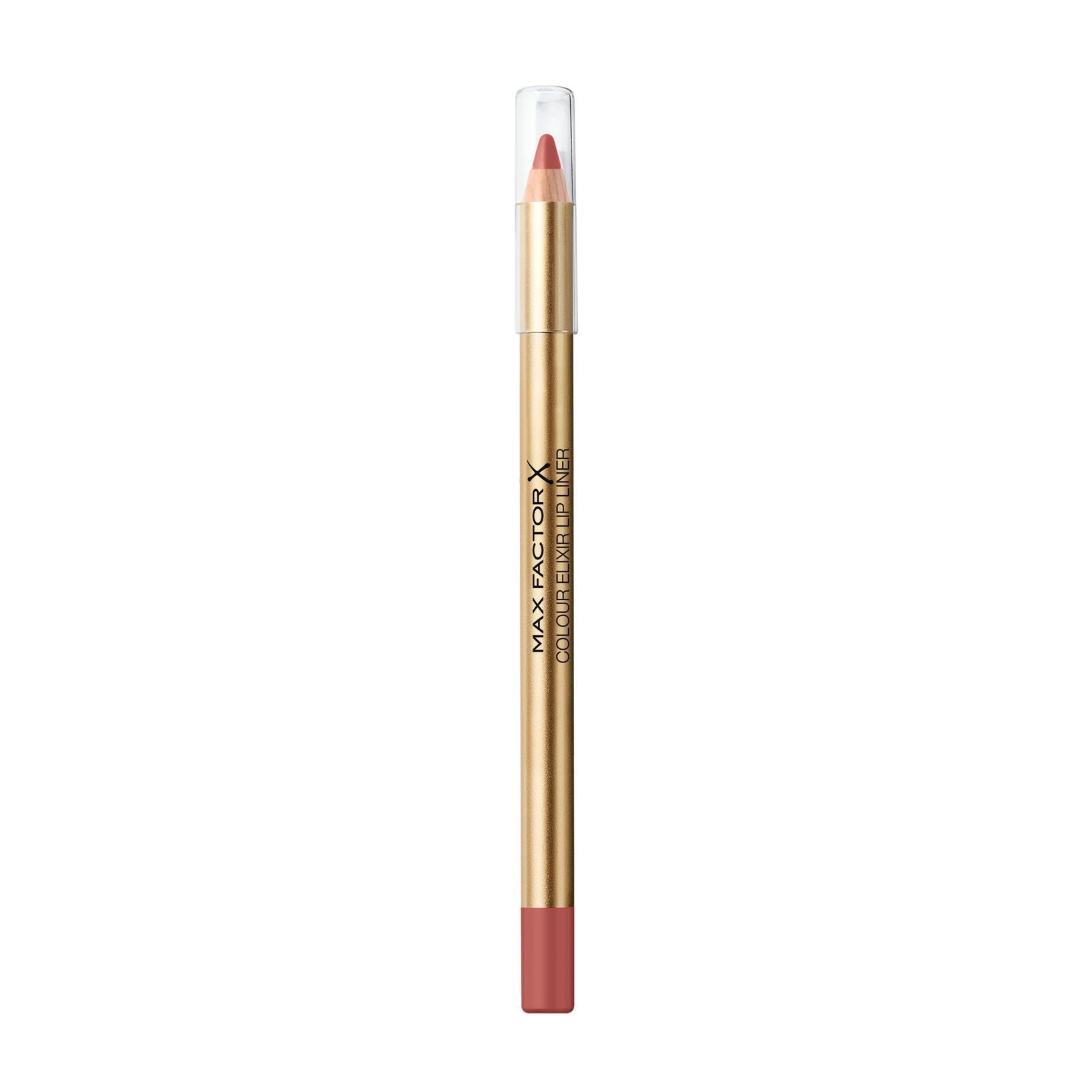 Gold lip liner pencil with tan tip and red cap