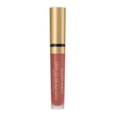 Soft matte liquid lipstick in Muted Russet, gold tube with doe-foot applicator