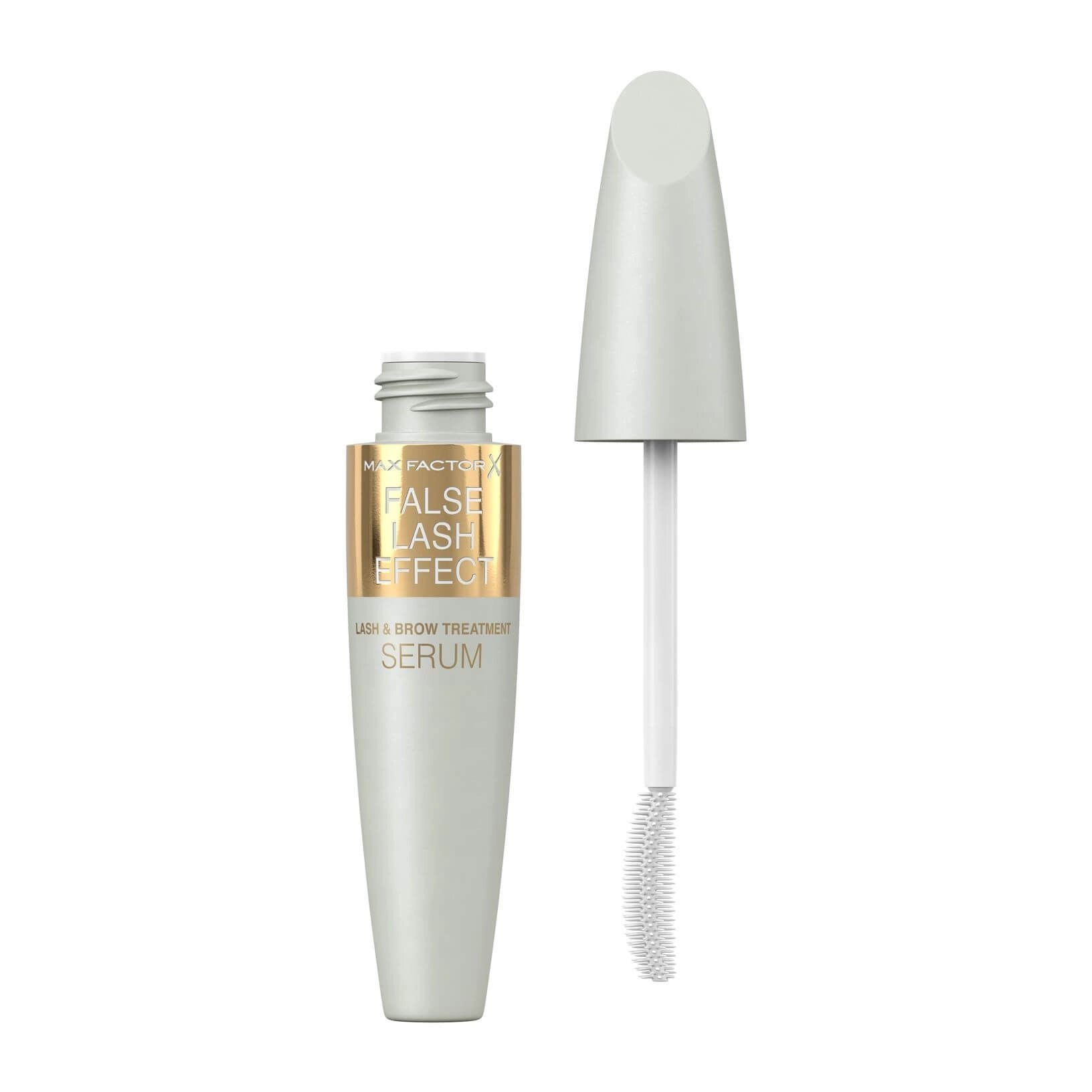 False Lash Effect serum with wand applicator, transparent bottle and white cap