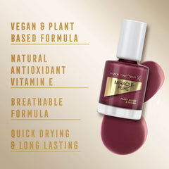 Burgundy glitter nail polish bottle with white cap