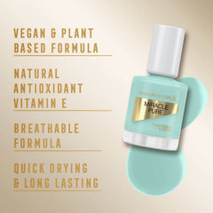Light blue-green nail polish bottle, Miracle Pure vegan plant-based formula