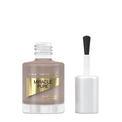 Max Factor Miracle Pure nail polish bottle with brush, taupe-brown nude shade.
