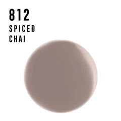 Nail polish color swatch, shade 812 Spiced Chai, taupe-brown.