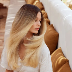 Smoothed blonde hair with reduced frizz