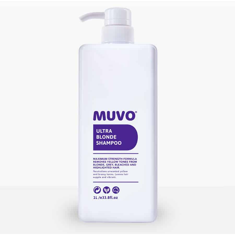 Muvo Ultra Blonde Shampoo bottle with pump, 1L