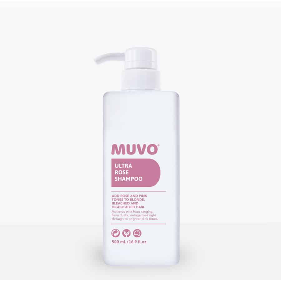 Muvo Ultra Rose shampoo bottle, clear pump dispenser, 500 ml