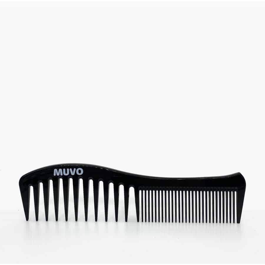 Muvo branded wave comb, black plastic, 19 x 5 cm
