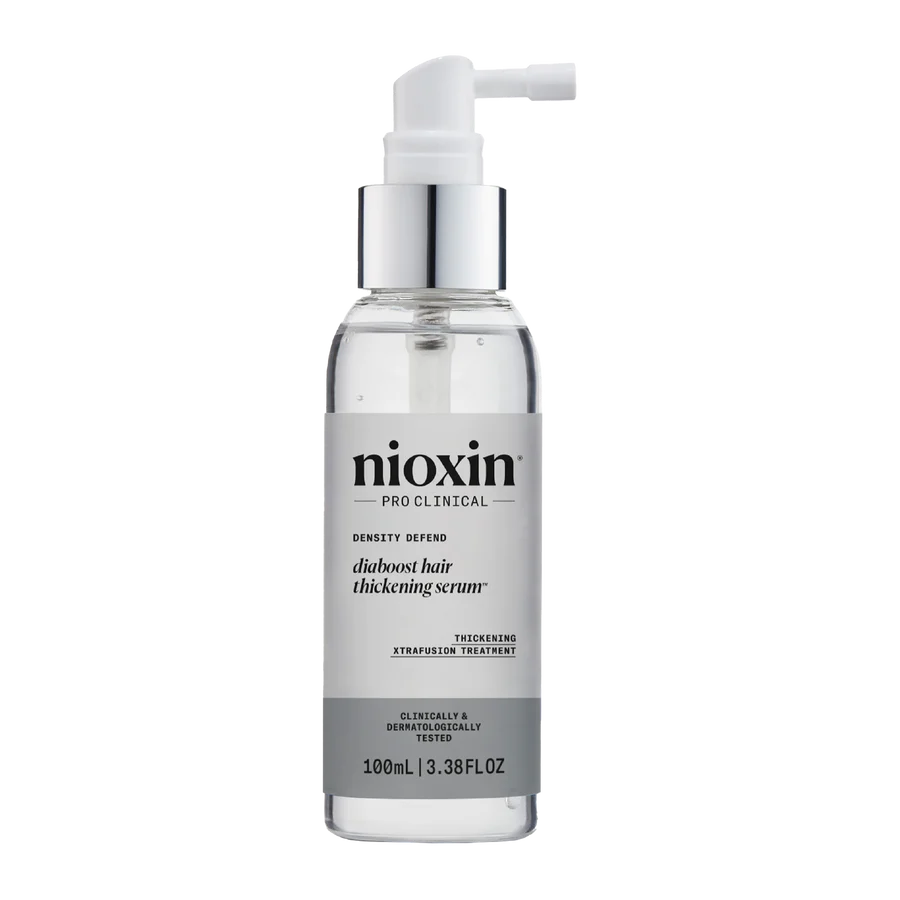 Nioxin Diaboost hair thickening serum bottle with pump, 100 ml