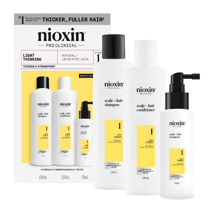 Nioxin Pro Clinical scalp + hair thickening system trial kit, bottle and pump set