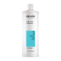 Nioxin scalp + hair conditioner bottle, white with teal label, 1L