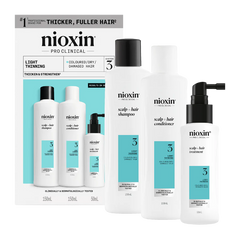 Nioxin Scalp+Hair System 3 trial kit with light thinning shampoo, conditioner, treatment